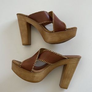 Seychelles Leather Criss across Platform Heels Sandal